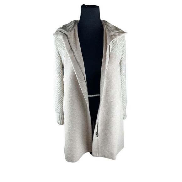 Zara woman Medium wool blend knit sleeve tan zip up jacket coat *flaw* - Picture 1 of 10